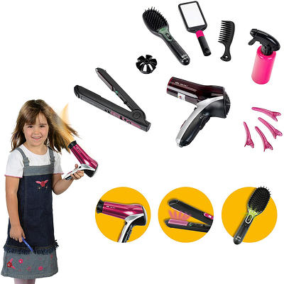 Pretend Play Beauty Set, Stylist Salon Playset Kit for Kids Toy Accessories  Includes Hair Dryer,Brush,Mirror & Styling(17pcs) Toy for little girl 1 2