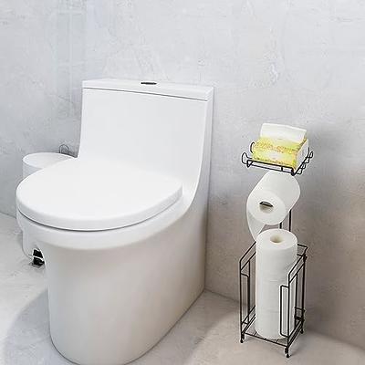 Black Toilet Paper Holder Stand, Bathroom Toilet Tissue Paper Roll Storage  Free Standing Tissue Roll Holder Industrial Toilet Paper Dispenser for