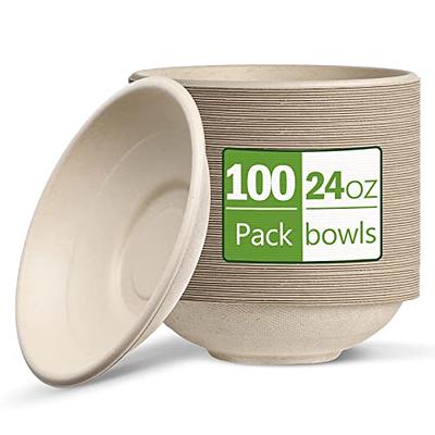 100% Compostable Paper Bowls 32 oz - 150 Bowl Set | Ecovita / Unbleached - Eco Friendly Alternative to Paper Bowls