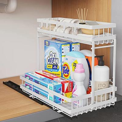  Suppino Under Sink Organizer, 2-Tier Metal Put Out Under  Kitchen Sink Organizers and Storage, Sliding Shelf Cabinet Organizer for  Kitchen, Bathroom, Desk, etc : Home & Kitchen