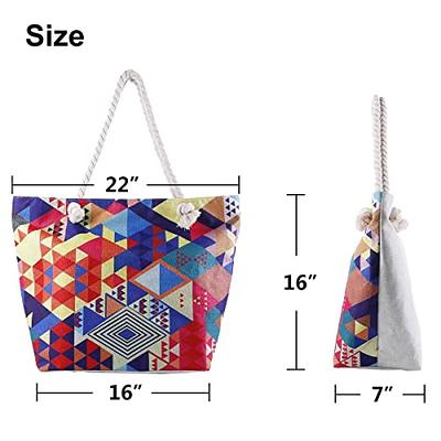 Beach Bag, Large Beach Bags for Women Waterproof Beach Tote Bag with  Zipper, Sandproof Canvas Large Tote Bags for Pool Travel
