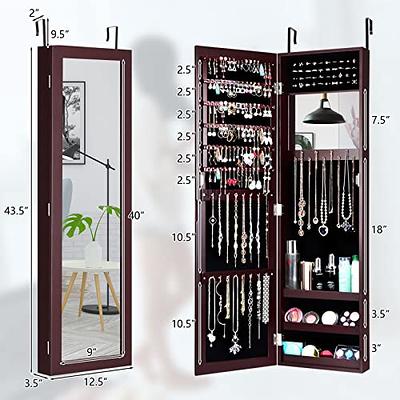 Jewelry Armoire Cosmetic Makeup Cabinet Organizer Over The Door Wallmount White