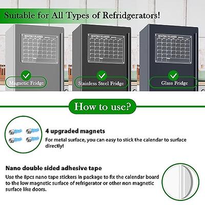  Cacolor Acrylic Magnetic Calendar Dry Erase Board for Fridge  (15.75x11.8 inches) Clear Montly Magnetic Calander for Refrigerator with  Grocery List Magnet Pad and Markers : Office Products