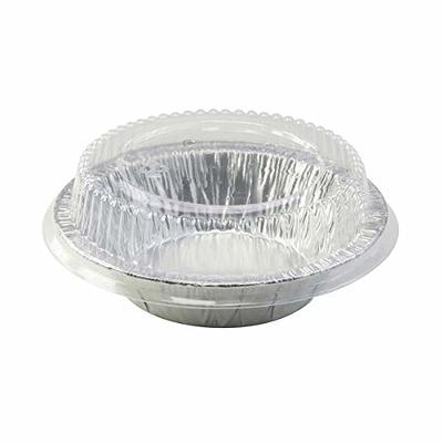 [100 Pack] 7 inch Disposable Round Aluminum Foil Take-Out Pans with Plastic Lids Set - Disposable Tin Containers, Perfect for Baking, Cooking