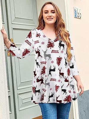 LARACE 3/4 Sleeve Shirts for Women Plus Size Tunic Dressy Top