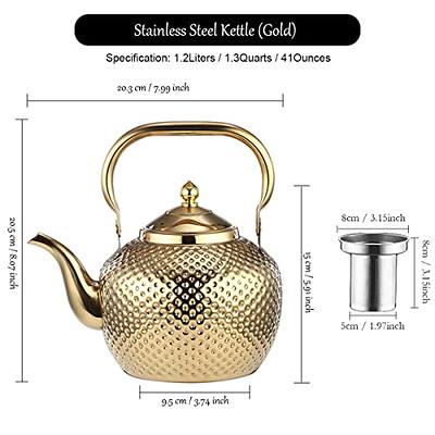 2 Liters Stainless Steel Teakettle With Strainer, Stovetop Tea Kettle  Whistling Teapot With Cool Grip Handle