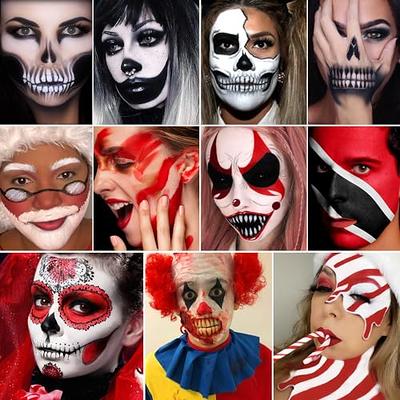  Black White Face Body Paint,Face Painting Kit for Halloween  Clown Cosplay SFX Makeup,Body Paints for Adults Special Effects Makeup Face  Paint Kit with Two Brushes : Beauty & Personal Care
