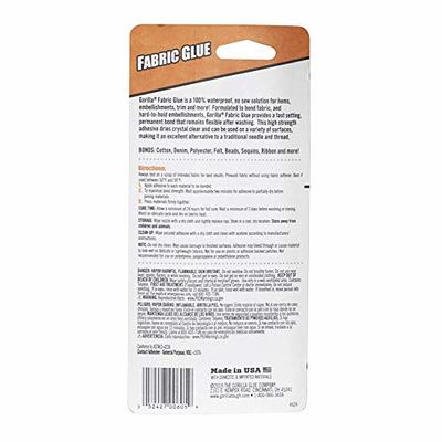 Gorilla Waterproof Fabric Glue 2.5 Ounce Tube, Clear, (Pack of 3)