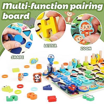 Wooden Logarithmic Board Puzzle Fishing Alpha Numeric Magnetic Matching  Busy Board Building Block Montessori Educational Toys