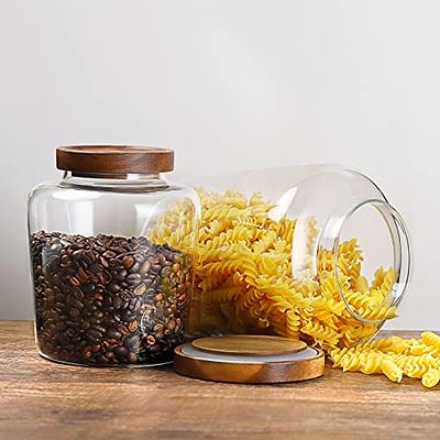 2PCS Coffee Pasta Sugar Tea Jar Snack Nuts Cookie Jar With Bamboo