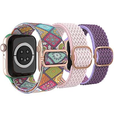  Merlion Adjustable Braided Stretchy Straps Compatible for Apple Watch  Band 38mm 40mm 41mm 42mm 44mm 45mm 49mm for Women Men ,Sport Elastic Nylon  Cloth Wristbands for iWatch Series 9 Ultra 8