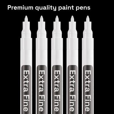 White Paint Pen, 8 Pack 0.7mm Acrylic Paint Pens Acrylic Markers 6 White 2  Black Paint Pens for Rock Painting Wood Canvas Glass Metallic Ceramic Tire