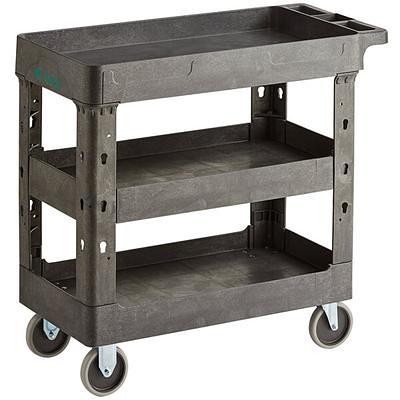 Rubbermaid FG9T6700BLA Medium Lipped Two Shelf Utility Cart - 40 x 24 x  31 1/4