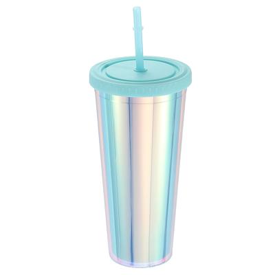 Iridescent Glass Mug 20oz Modern Glass Tumbler Cup With Lid and