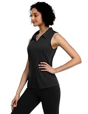 COOrun Womens Golf Shirt Moisture Wicking V Neck Tennis Shirts Sleeveless  Solid Sports Polo Shirt for Outdoor,Black Large - Yahoo Shopping