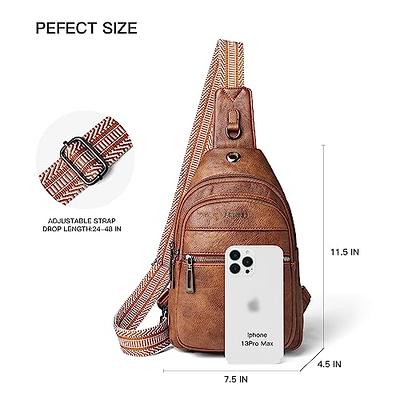 LATMAP Sling Bag For Women Faux Leather Small Backpack Crossbody Chest Bags  Purses Fanny Pack Anti Theft