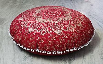 Round Bohemian Floor Cushion Pillow, Mandala Meditation Yoga