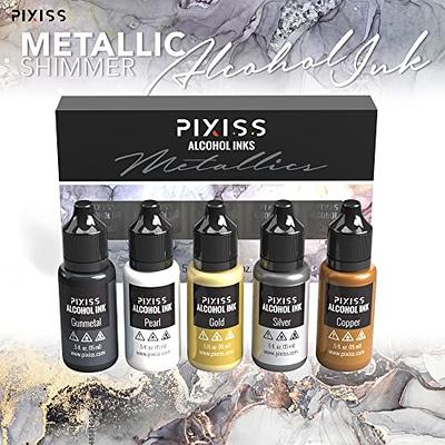 Metallic Alcohol Ink Set, Gold Alcohol Ink, Silver, Gunmetal, Copper,  Pearl, Alcohol Ink Metallic Mixatives with Extreme Shimmer for Alcohol Ink  Paper, Large 0.5 Ounce Inks - Yahoo Shopping