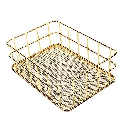 Qcold Bathroom Storage Basket, Metal Wire Basket for Organizing, Bathroom  Counter Organizer with Wooden Handles, Farmhouse Bathroom Decor Tray,  Toilet