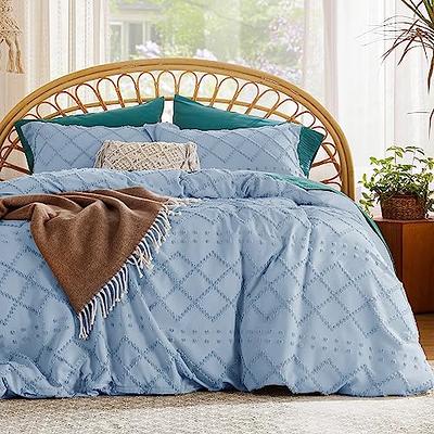 WARMDERN Boho Duvet Cover Set, Tufted Bedding Duvet Covers Soft Washed  Microfiber Duvet Cover Queen Size, 3 Pieces Embroidery Shabby Chic Duvet  Cover
