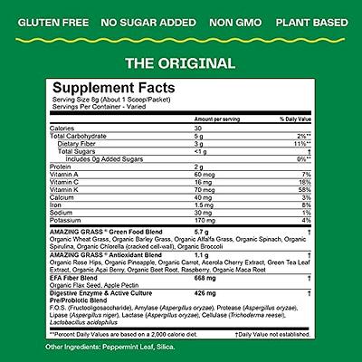 Amazing Grass Greens Blend Superfood: Super Greens Powder Smoothie Mix with  Organic Spirulina, Chlorella, Beet Root Powder, Digestive Enzymes &  Probiotics, Clean Green, 15 Servings 15 Servings (Pack of 1) Detox 