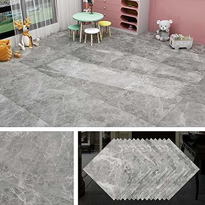 VEELIKE 12''x12'' Peel and Stick Floor Tile Grey Concrete Vinyl Floor Tile  24 Pack Stick on Tile Flooring Waterproof Self Adhesive Removable Grey