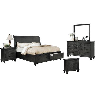 Best Quality Furniture Donna 6-Piece Dark Walnut Queen Panel Bedroom Set  DON-Q4NC - The Home Depot