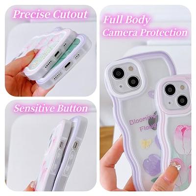 UICEAM Compatible with iPhone 13 Pro Max Case Clear with Floral Design for  Women Girls,Aesthetic Cute Wavy Flowers Soft Shockproof Cell Phone Cover  for iPhone 13 Pro Max 6.7 Inch (Rose/White) 