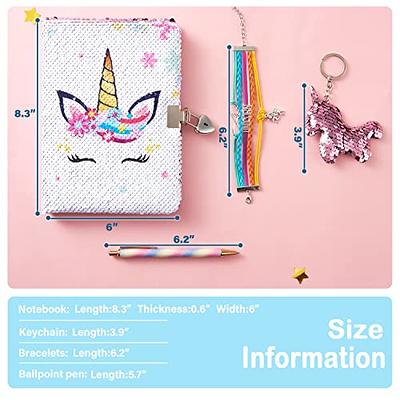 Sequins Unicorn Journal Set with Lock - Unicorn Diary for Girls