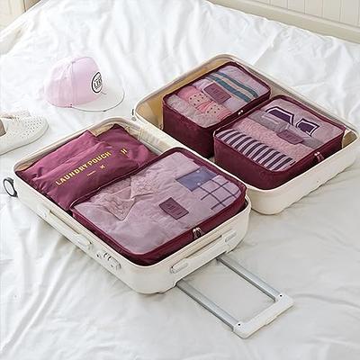 6pcs Waterproof Travel Storage Bags Clothes Packing Cube Luggage Organizer Pouch (Pink Cherry)