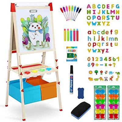 Art Easel for Kids, Double-Sided Magnetic Dry Erase Board and Chalk Board  Adjustable Standing Kids Easel for Toddlers Boys and Girls – GP TOYS