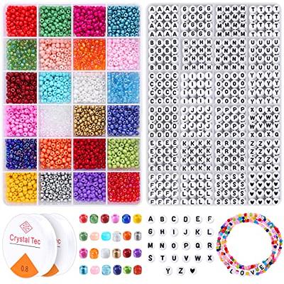 Noa Home Deco 24000 x Glass Beads and 100 x Alphabet Letter Beads, 2 mm  Mini Beads with Elastic Cords and Scissors, for Bracelets, Jewellery Making  and Crafts, Colourful : : Home & Kitchen