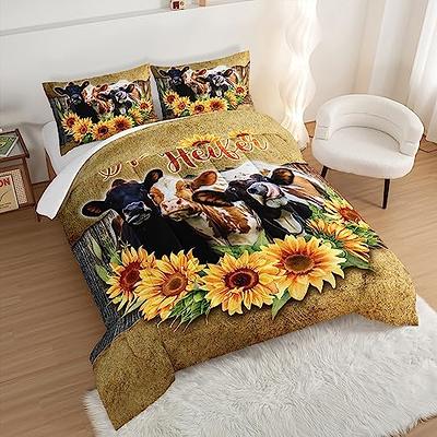 HOSIMA Farmhouse Animal Cow Comforter Western Bedding Sets,Kids