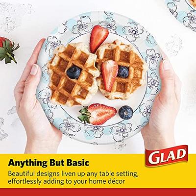 Glad Square Disposable Paper Plates for All Occasions | Soak Proof, Cut Proof, Microwaveable Heavy Duty Disposable Plates | 8.5 Diameter, 600 Count