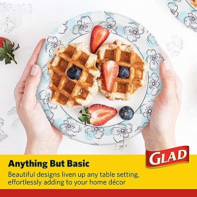 Glad Everyday Round Disposable Paper Plates with Camo Design | Heavy Duty Soak Proof, Cut-Resistant, Microwavable Paper Plates for All Foods & Daily