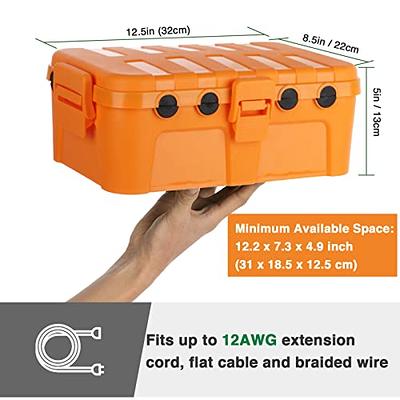 Flemoon Large Outdoor Electrical Box, IP54 Waterproof Outdoor Extension Cord  Cover Weatherproof, Protect Outlet, Plug, Socket, Timer, Power Strip,  Holiday Light Decoration, Orange 