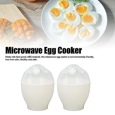 1pcs 2 Cup Microwave Egg Poacher, White, Poached Egg Maker Microwave