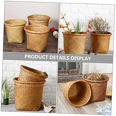 Seagrass Storage Baskets with Labels, 10.5x9x7.5in Wicker Storage