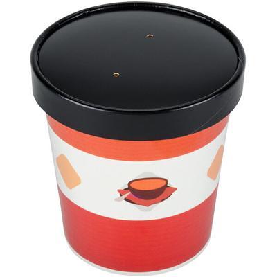 Choice 12 oz. Double Poly-Coated Paper Soup / Hot Food Cup with Black  Vented Paper Lid - 250/Case