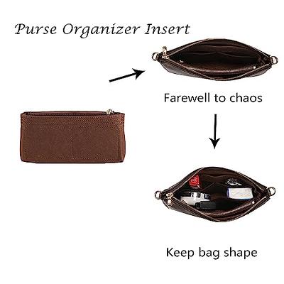 Doxo Purse Organizer for LV Boulogne Bags,Tote Bag Insert with  Zippers,Multi-pockets Handbags Shaper Dividers (Brown-Felt)