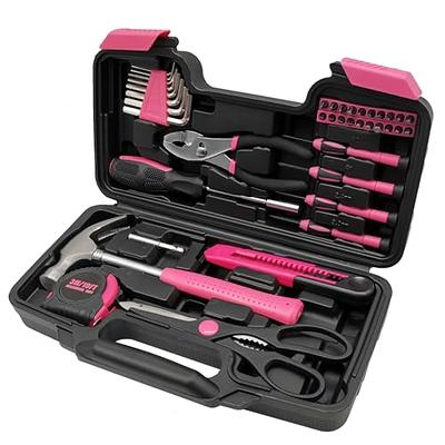 Hi-Spec hi-spec 54pc pink home diy tool kit for women, office & garage.  complete ladies basic house tool box set