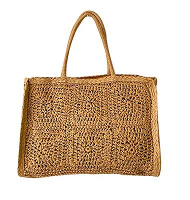 Sweetude 6 Pcs Womens Straw Tote Bag Summer Straw Beach Bag Wide