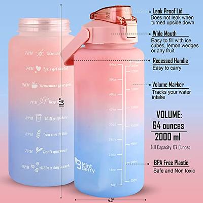  2 Pack 64 oz Half Gallon Water Bottle with Time Marker, 2  Liters Water Bottles with Straw(White and Pink) : Sports & Outdoors