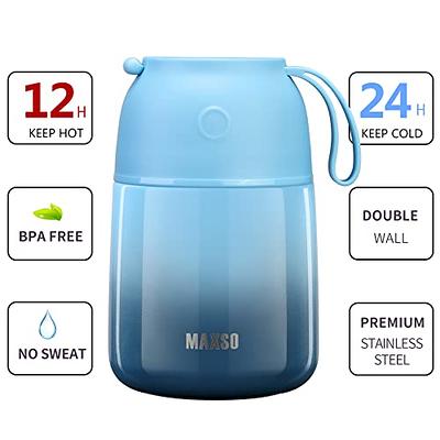  MAXSO Soup Thermo for Hot & Cold Food for Adults Kids, 17 oz  Vacuum Insulated Steel Lunch Container Bento Box with Spoon, Leakproof Thermal  Food Jar for School Office Travel 