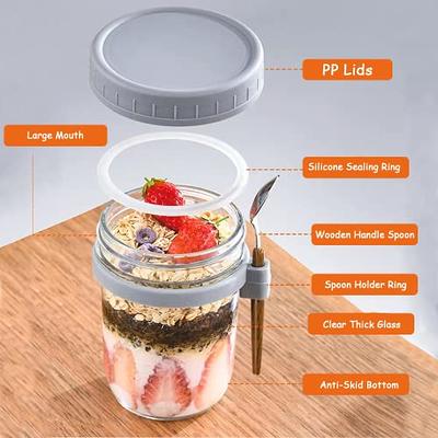 Overnight Oats Jars Glass Storage Jar Glass Container Wooden Lid