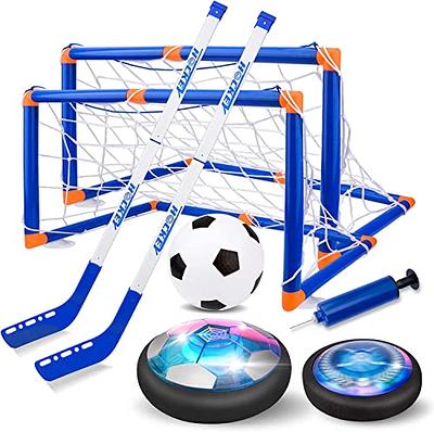 Hover Soccer Ball Kids Toy - Rechargeable 2 Goals and Inflatable Ball,  Indoor Floating Soccer with LED Light and Safe Bumper,Gifts for Age 3 4 5 6  7 8