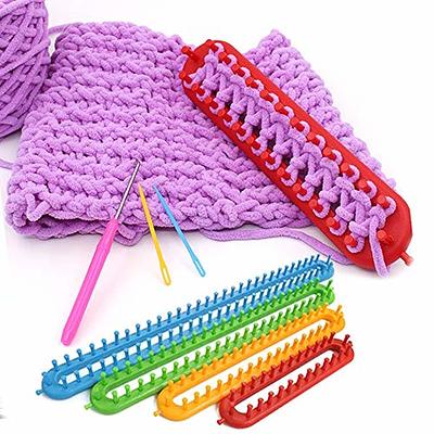 Long Knitting Loom Set with Hook Needle Kit for Yarn Cord Knitter 4 Looms