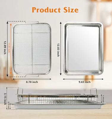 2 Piece Round Stainless Steel Air Fryer Basket Fit Oven Crisper Tray Set