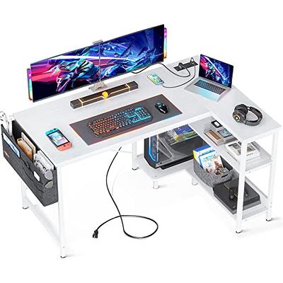 Atlantic Professional Gaming Desk Pro with Built-in Storage, Metal Accessory  Holders and Cable Slots, 36 H, White 