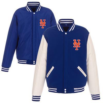 NEW YORK METS TWO-TONE WOOL AND LEATHER JACKET - ROYAL